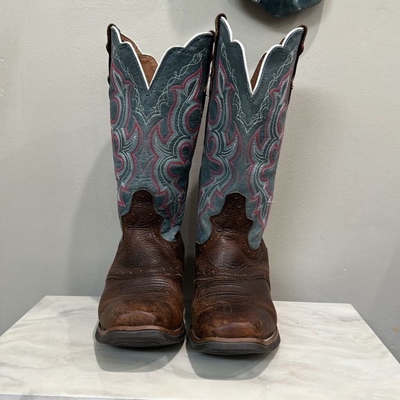 Justin Cowgirl Western Dark Brown Rawhide Boots L7305 Size 7 B Brown,Steel Blue - Picture 8 of 12